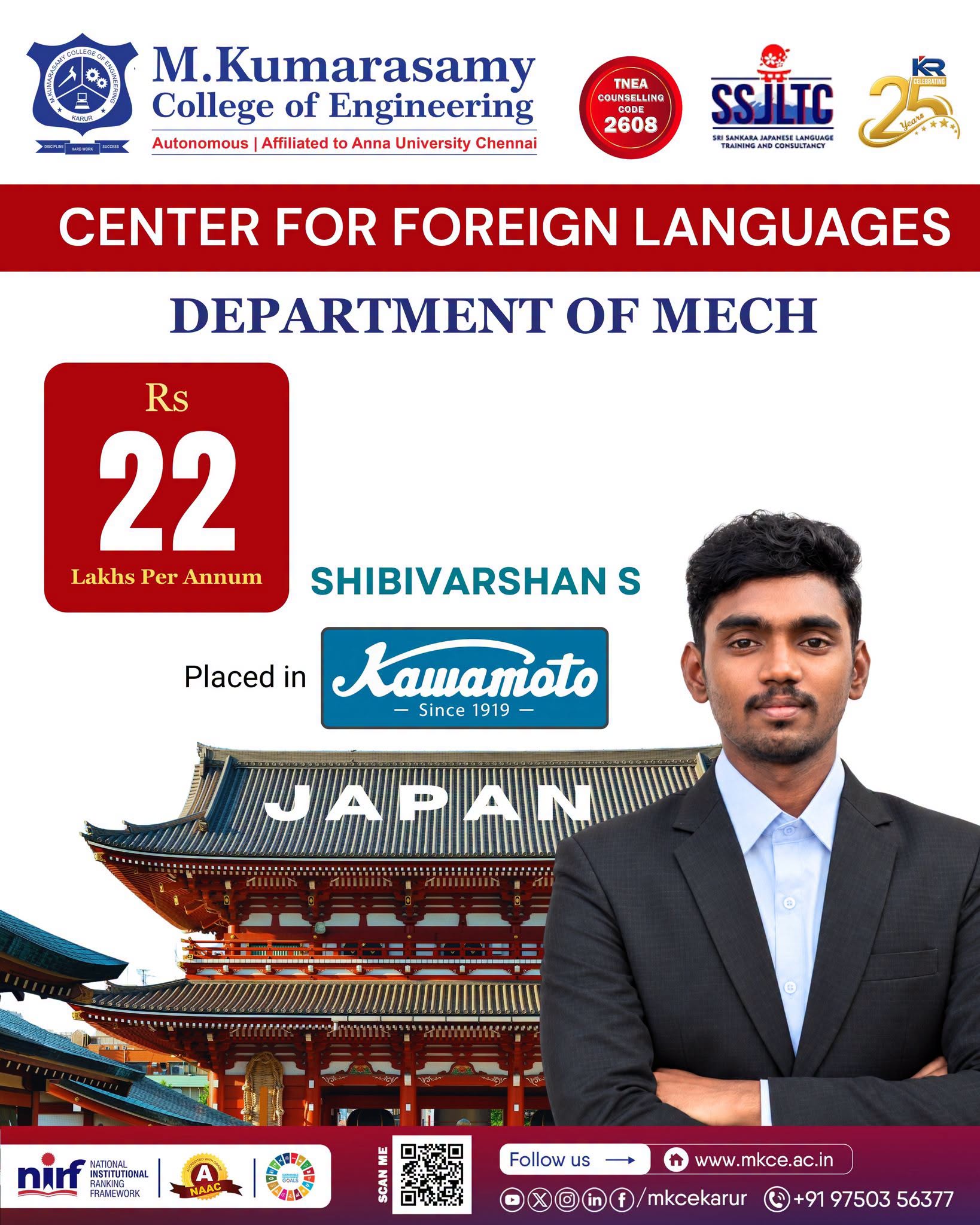 Congratulations Mr. SHIBIVARSHAN S, Department of Mechanical Engineering (MECH)